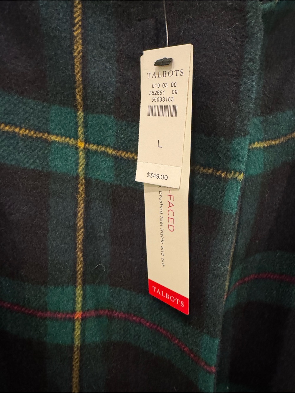 Talbots Tartan Double Faced Black and Green Plaid Wool Jacket Large $349 - Picture 6 of 11